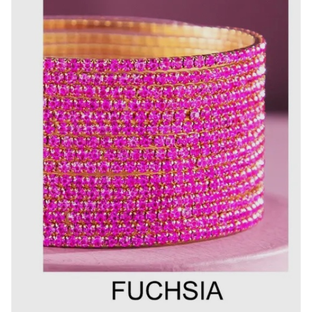 1234.  Fuchsia Glass Beaded Bracelet Set